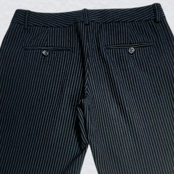 Express Editor Pinstripe Trousers Size 4 Office Siren Medium Rise Straight Leg - Picture 8 of 15